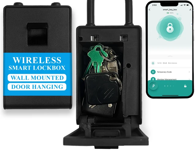 Alt view image 2 of 7 - Smart Wall Mount Key Lock Box with Bluetooth Keyless Entry, Extra Large for Keys & Access Cards, Auto Lock, App Control, IP65 Waterproof, Secure Code, for Home, Office, & Airbnb (Standard)