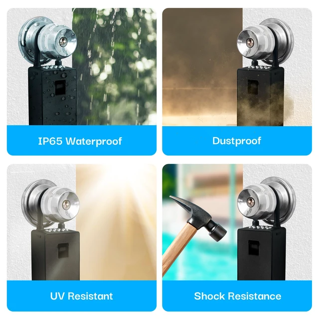 Alt view image 5 of 7 - Smart Wall Mount Key Lock Box with Bluetooth Keyless Entry, Extra Large for Keys & Access Cards, Auto Lock, App Control, IP65 Waterproof, Secure Code, for Home, Office, & Airbnb (Standard)