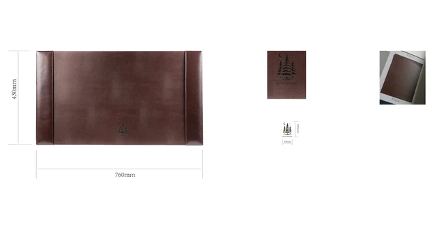 Alt view image 2 of 6 - Professional Leather Desk Mat Brown Writing Surface, Raised Edge Stitching Desk Protector, Large Leather Executive Desk Pad (30" x 18")