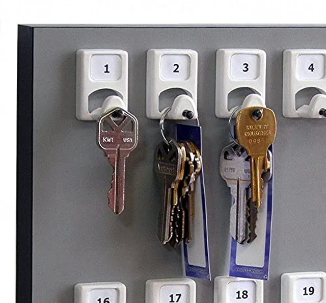Alt view image 2 of 4 - Keystand Key Holder #30PGS with 30 Numbered Hooks for Real Estate Offices and Rentals (30 Sets of Tag & Ring Included) - Gray Melamine