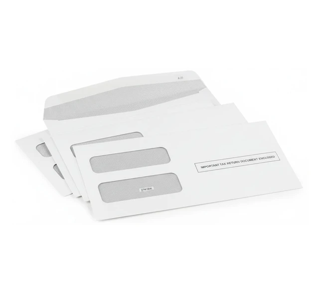 Alt view image 7 of 7 - 500 1099 NEC Tax Form Envelopes Designed for Printed 1099 NEC Forms 2025 (will not work for 2026 Nec) -Gummed Seal- Double-Window, Security Tinted Envelopes, Fits Preprinted 3 up 1099 NEC, Box of 500