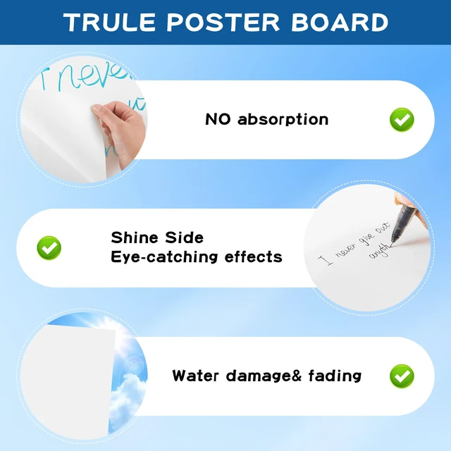 Alt view image 3 of 7 - 100Pcs White Poster Board, 22" x 28" White Poster Paper Large Thickness Vision Poster Board Bulk for Art Display Board, Science Fair, DIY Art, School Arts & Crafts