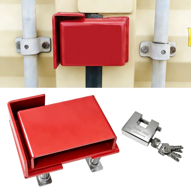 Main image of Upgrate Shipping Container Lock Box, Red Shipping Container Door Lock Cover Protection Device, Heavy-Duty Steel Bolt-On Keyed LockBox Security with Padlock & 5 Keys