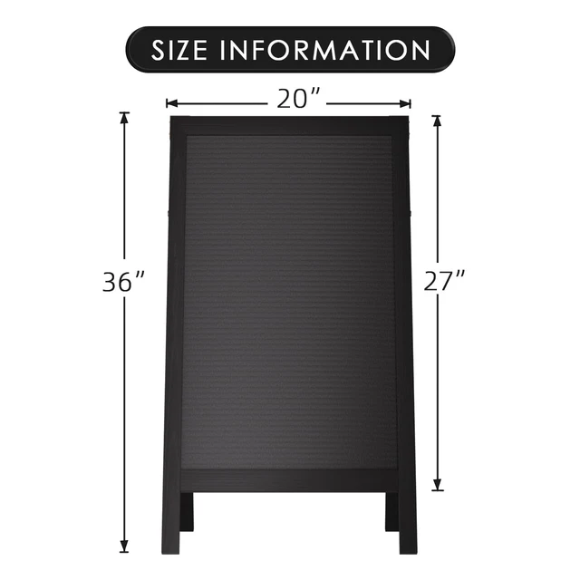 Alt view image 2 of 7 - A-Frame Sidewalk Sign 36" x 20", Double-Sided Felt Sandwich Letter Board with Changeable Letters, Letter Board Sign with Stand for Restaurant, Retail, Church, Wedding, Outdoor Event, Black