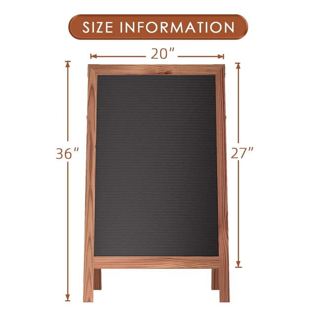Alt view image 2 of 7 - A-Frame Sidewalk Sign 36" x 20", Double-Sided Felt Sandwich Letter Board with Changeable Letters, Letter Board Sign with Stand for Restaurant, Retail, Church, Wedding, Outdoor Event, Dark Brown