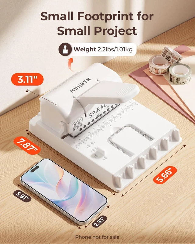 Alt view image 2 of 7 - Multi Binding Machine with 2 Detachable Heads(Round & Square), White DIY Small Book Binder for Notebooks, Calendars, Albums, Journals at Home, School, Office