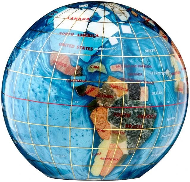 Main image of 4.3" (110 mm) Diameter Gemstone Globe Paperweight Paper weight (Bahama Blue Swirl)