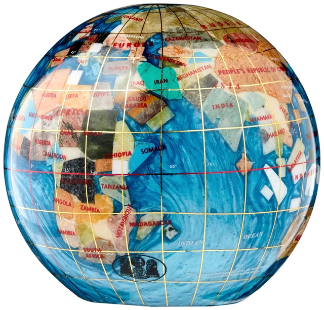 Alt view image 2 of 5 - 4.3" (110 mm) Diameter Gemstone Globe Paperweight Paper weight (Bahama Blue Swirl)