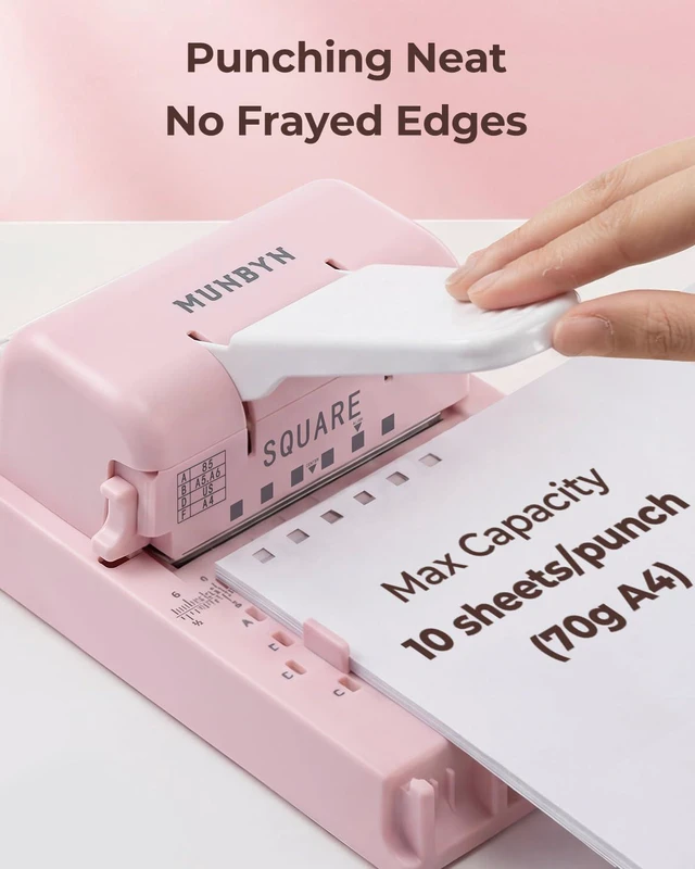 Alt view image 5 of 7 - Multi Binding Machine with 2 Detachable Heads(Disc & Square), Pink DIY Small Book Binder for Notebooks, Calendars, Albums, Journals at Home, School, Office