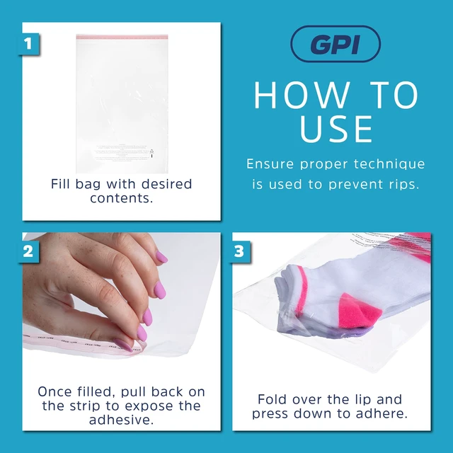 Alt view image 7 of 7 - Pack of 500 14" X 20" Clear Self Seal Poly Bags, 1.5 Mil - Resealable Polybags with Adhesive Strip & Suffocation Warning for Packaging T Shirts Clothing. Perfect for Shipping Supplies with FBA