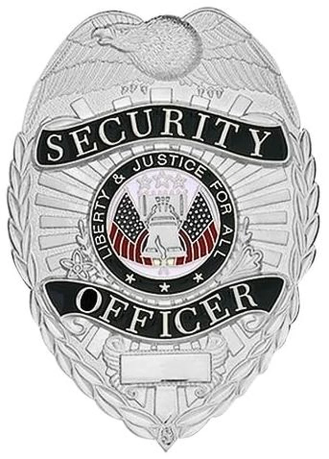 Main image of Security Officer Badge, Enameled & Plated, 5PC Pin Catch Design, Standard Issue Badge Size