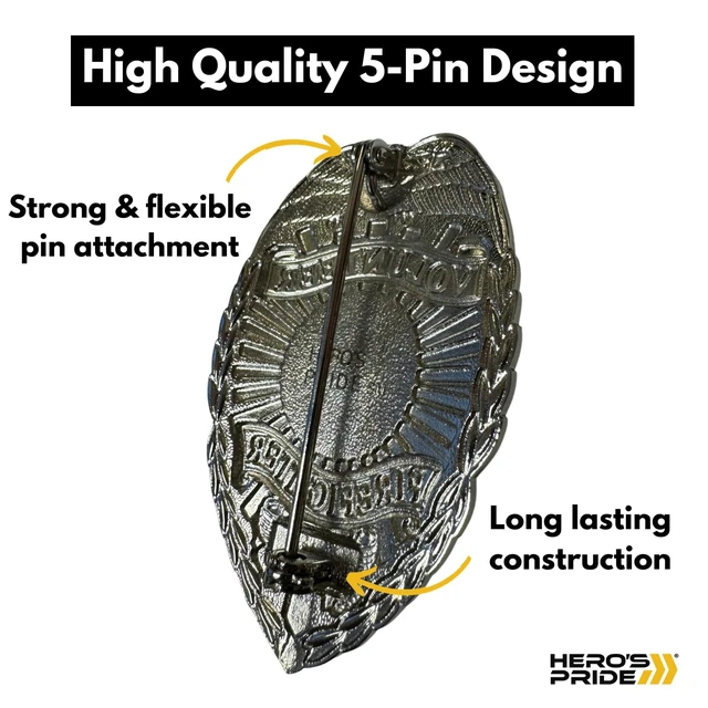 Alt view image 5 of 7 - Security Officer Badge, Enameled & Plated, 5PC Pin Catch Design, Standard Issue Badge Size
