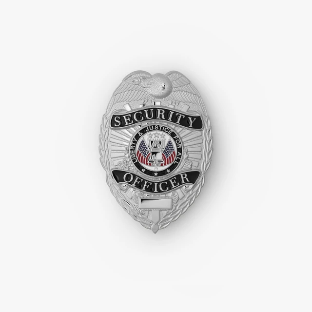 Alt view image 6 of 7 - Security Officer Badge, Enameled & Plated, 5PC Pin Catch Design, Standard Issue Badge Size