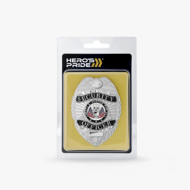 Alt view image 7 of 7 - Security Officer Badge, Enameled & Plated, 5PC Pin Catch Design, Standard Issue Badge Size