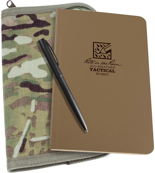 Main image of Weatherproof Tactical Field Kit: MultiCam CORDURA® Fabric Cover, 4.625" x 7.25" Tan Tactical Notebook, Weatherproof Pen (No. 980M-KIT)