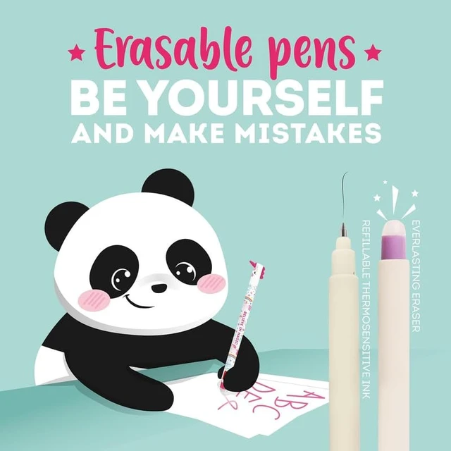 Alt view image 6 of 6 - Set of 19 Erasable Gel Pens with Thermosensitive Erase Ink, Range of ink colours & barrel designs, 0.7mm Tip, Animal Designs