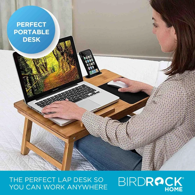 Alt view image 4 of 5 - Multi Tasking Laptop Bed Tray Lap Desk Supports Laptops Up to 18 Inches (Natural)