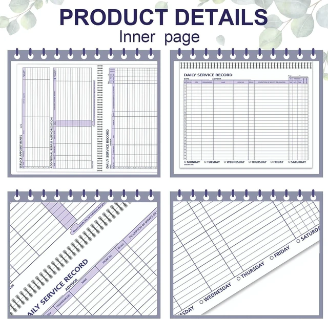 Alt view image 7 of 7 - Daily Car Service Record Book, Auto Repair Log 8.5 x 11, 500 Pages, Book 5 Spiral-bound with durable 90 lb paper for tracking vehicle maintenance, repair history, dealership, and workshop records