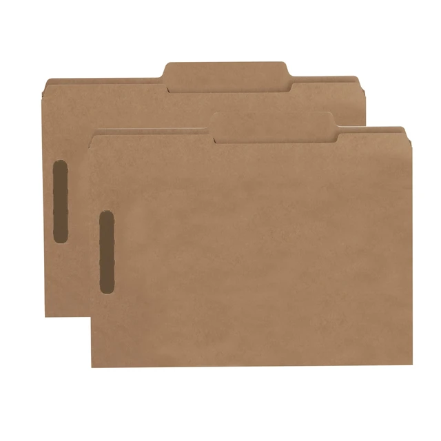 Alt view image 7 of 7 - Heavyweight Fastener File Folder, 2 Fasteners, 2/5-Cut Tab Right of Center Position, Guide Height, Letter Size, Kraft, 50 per Box (14882)