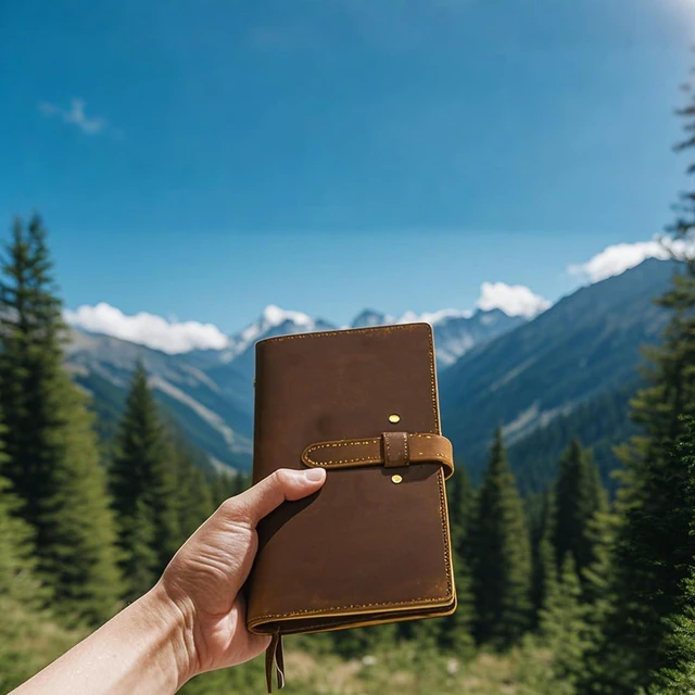 Alt view image 2 of 7 - Hiking Logbook, Hiking Journal with Prompts to Write in, Compact A6 Travelers Notebook with Refillable Pages & Card Slot, Perfect Hiking Gift for Women