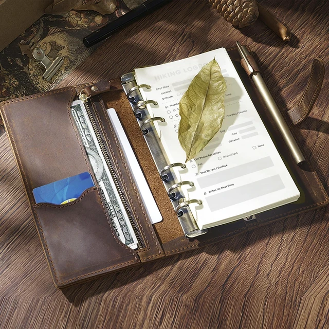 Alt view image 3 of 7 - Hiking Logbook, Hiking Journal with Prompts to Write in, Compact A6 Travelers Notebook with Refillable Pages & Card Slot, Perfect Hiking Gift for Women