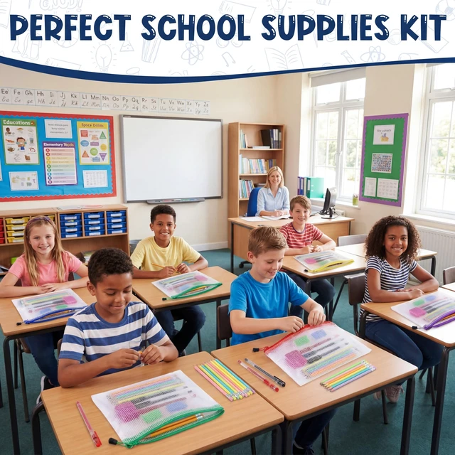Alt view image 5 of 6 - 312 Pcs/24 Set School Supplies for Kids, Operation Christmas Bulk Back to School Supplies Kit Bundle, Mesh Zipper Pouch Pencil Eraser Sharpener Pen, Classroom Giveaways, Charity Donation