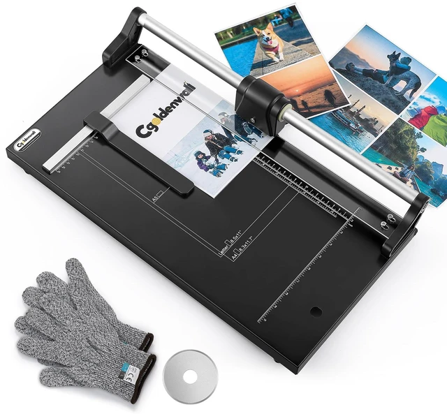 Main image of A4 Rotary Paper Trimmer, 12 Sheets, w/Extra Blade & Gloves, for Cardstock Photo, Heavy Duty Paper Cutter for Offices Schools Crafts (14.9 Inch Cut Length)