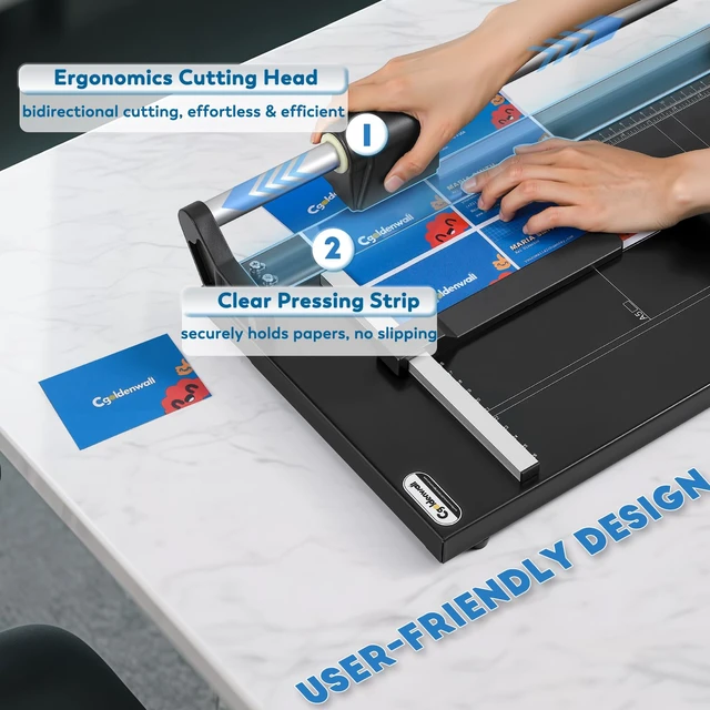 Alt view image 4 of 6 - A4 Rotary Paper Trimmer, 12 Sheets, w/Extra Blade & Gloves, for Cardstock Photo, Heavy Duty Paper Cutter for Offices Schools Crafts (14.9 Inch Cut Length)