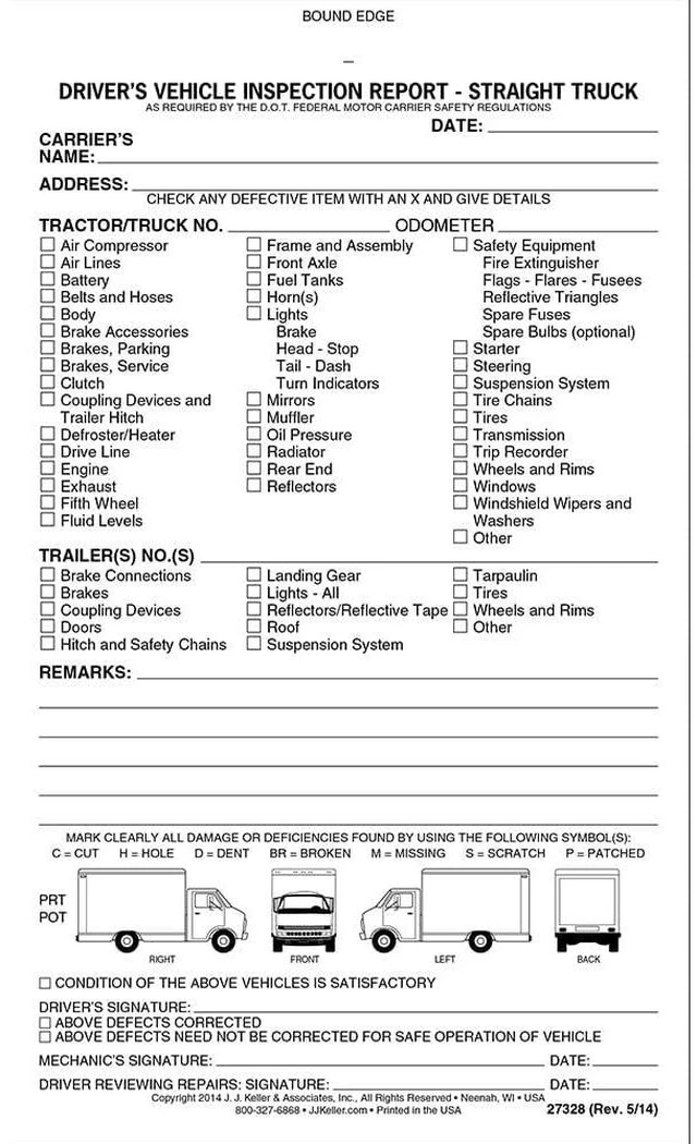 Main image of Straight Truck Detailed Inspection Report, 10 Pk., Carbonless Book Format with 31 Sets, 2-Ply, Meet FMCSR Requirements, Driver's Vehicle, 5.5" x 9.25"