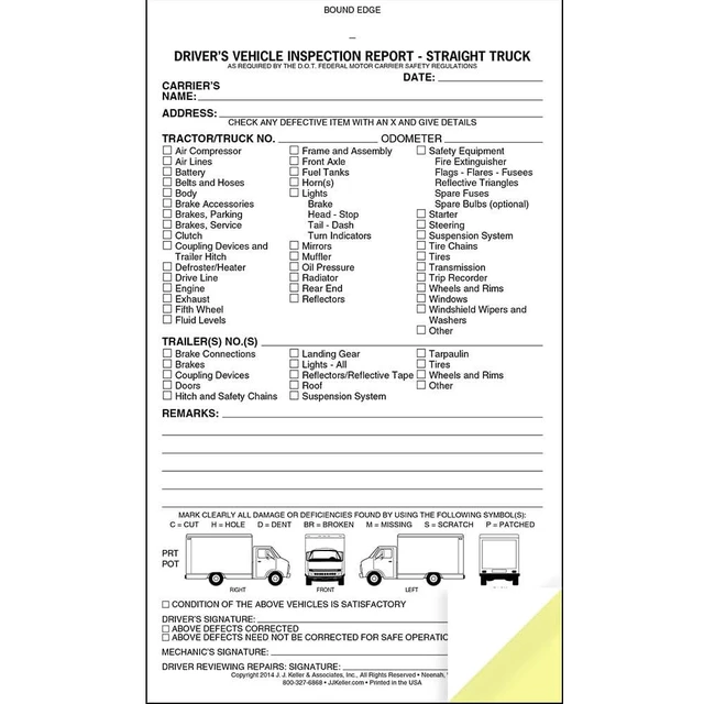 Alt view image 3 of 5 - Straight Truck Detailed Inspection Report, 10 Pk., Carbonless Book Format with 31 Sets, 2-Ply, Meet FMCSR Requirements, Driver's Vehicle, 5.5" x 9.25"
