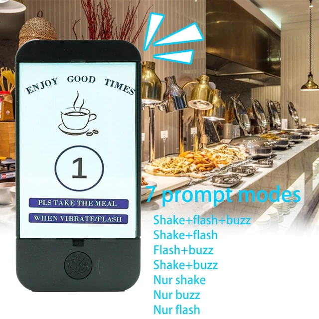 Alt view image 2 of 7 - Restaurant Pager System, Pagers for Restaurants,800m/2624ft Long Range, Silent Beep Off, Set with Buzzer, Vibration and Flashing, Custom Stickers,for Food Truck, Bars, Food Court(16 Pagers)