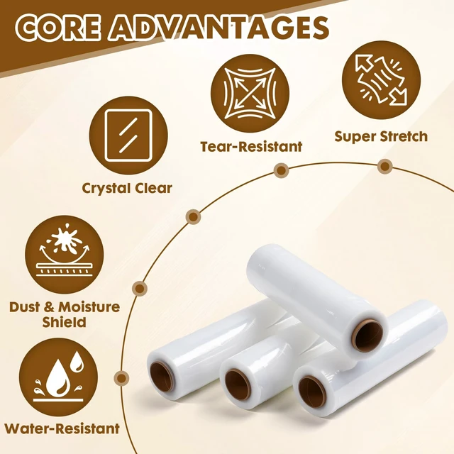 Alt view image 3 of 7 - Stretch Wrap 18 Inch, 80 Gauge Pallet Wrap, 4 Rolls