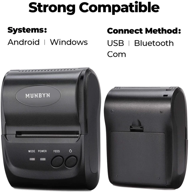Alt view image 3 of 7 - Thermal Receipt Printer 58mm Portable Mini POS Printer Wireless 2-inch bill printer with carry case, supports Android and Windows, does not support iOS or Mac systems