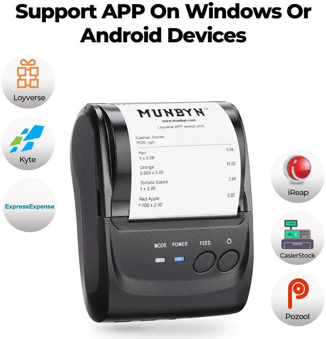 Alt view image 5 of 7 - Thermal Receipt Printer 58mm Portable Mini POS Printer Wireless 2-inch bill printer with carry case, supports Android and Windows, does not support iOS or Mac systems