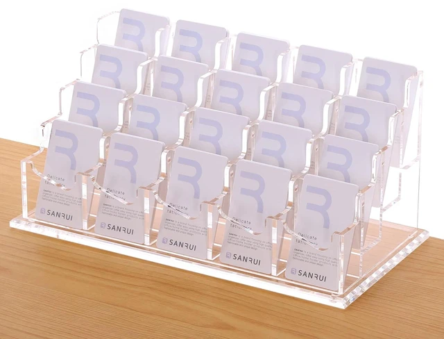 Main image of Acrylic Business Card Holder for Desk, 20-Slot Vertical Clear Desktop card organizer for office reception & trade shows, acrylic display rack keeps cards neat, visible & easy to access