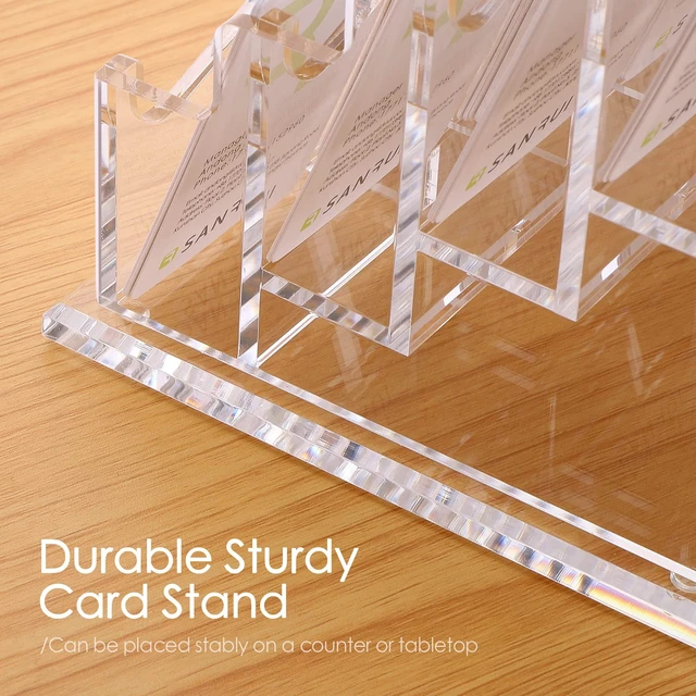 Alt view image 4 of 7 - Acrylic Business Card Holder for Desk, 20-Slot Vertical Clear Desktop card organizer for office reception & trade shows, acrylic display rack keeps cards neat, visible & easy to access