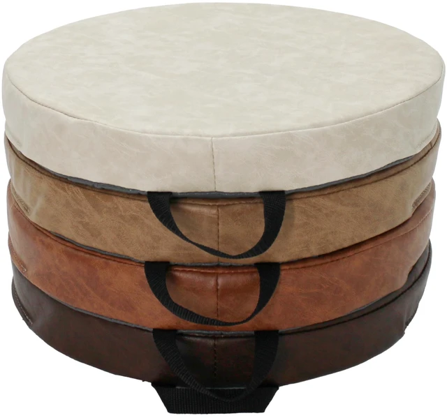 Main image of Rustic Kid 15 inch Round Floor Cushions with Handles, Distressed Faux Leather, Flexible Seating for Home, Playroom, Montessori, Daycare, Classroom (4-Piece), 12223-DA