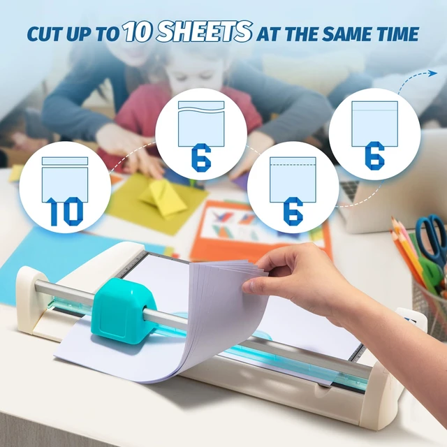 Alt view image 4 of 7 - 4-in-1 Portable Rotary Paper Cutter for Crafting, 12 Inch Cutting Length Multifunctional Rotary Paper Trimmer with Straight, Perforating, Wavy& Folding for Cardstock, Craft Paper and Photos