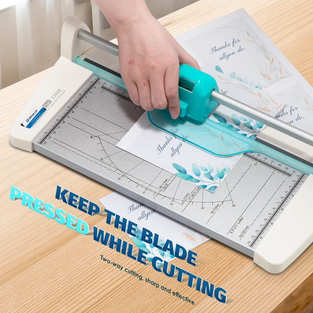 Alt view image 6 of 7 - 4-in-1 Portable Rotary Paper Cutter for Crafting, 12 Inch Cutting Length Multifunctional Rotary Paper Trimmer with Straight, Perforating, Wavy& Folding for Cardstock, Craft Paper and Photos