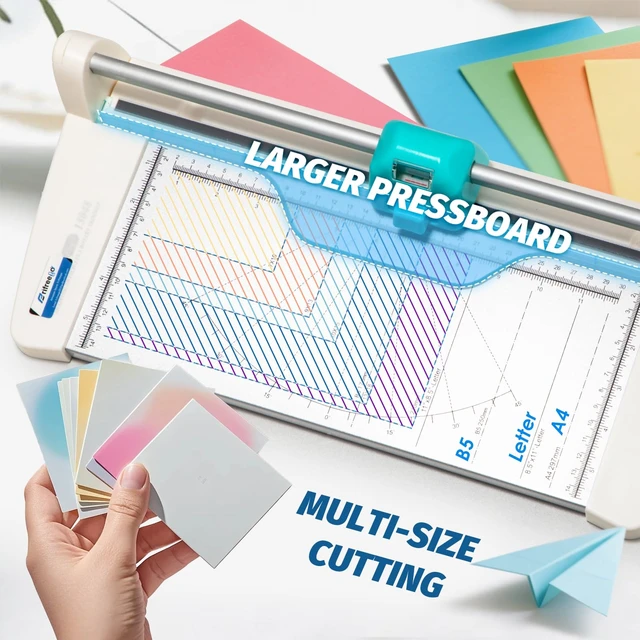 Alt view image 7 of 7 - 4-in-1 Portable Rotary Paper Cutter for Crafting, 12 Inch Cutting Length Multifunctional Rotary Paper Trimmer with Straight, Perforating, Wavy& Folding for Cardstock, Craft Paper and Photos