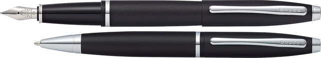Alt view image 3 of 4 - Calais Satin Chrome Ballpoint Pen & Fountain Pen with Medium Nib in Gift Box (AT0117-14MS)