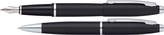 Alt view image 4 of 4 - Calais Satin Chrome Ballpoint Pen & Fountain Pen with Medium Nib in Gift Box (AT0117-14MS)