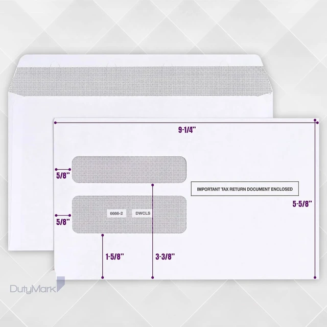 Alt view image 4 of 7 - 500 W2 Envelopes 2025 Self- Seal W2 Double Window Security Envelopes For W2 2-Up IRS Tax Forms from QuickBooks Online, Desktop, ADP and Other Software Box of 500 Envelopes