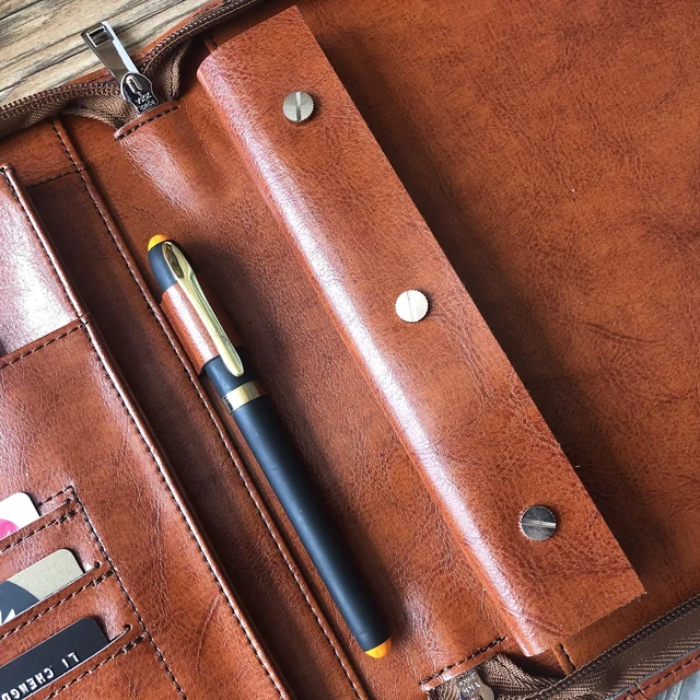 Alt view image 4 of 7 - Professional Vegan Leather Pilot Logbook, Pilot Journal for Letter Size Paper, Pilot Log Book Binder, Pilot Log Organizer, logbook Aviation Cover