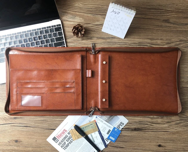 Alt view image 5 of 7 - Professional Vegan Leather Pilot Logbook, Pilot Journal for Letter Size Paper, Pilot Log Book Binder, Pilot Log Organizer, logbook Aviation Cover