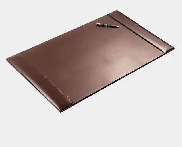Main image of Luxury Bonded Leather Desk Blotter for Writing with Raised Side Rails, 30 x 18, Brown