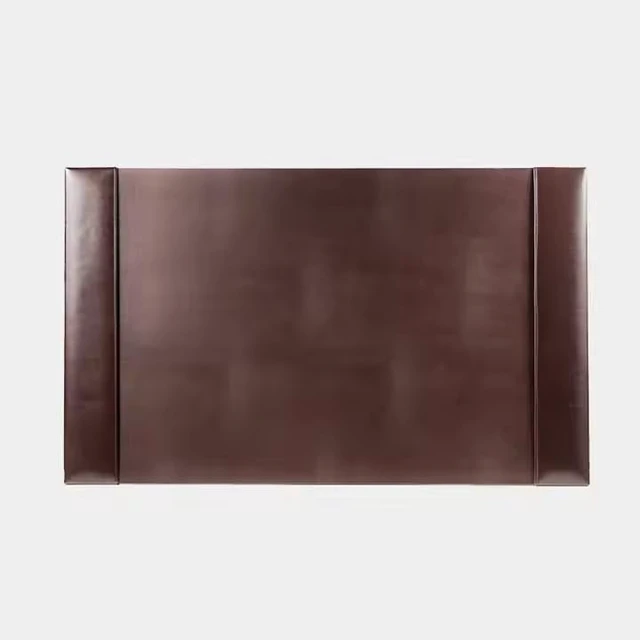 Alt view image 6 of 6 - Luxury Bonded Leather Desk Blotter for Writing with Raised Side Rails, 30 x 18, Brown