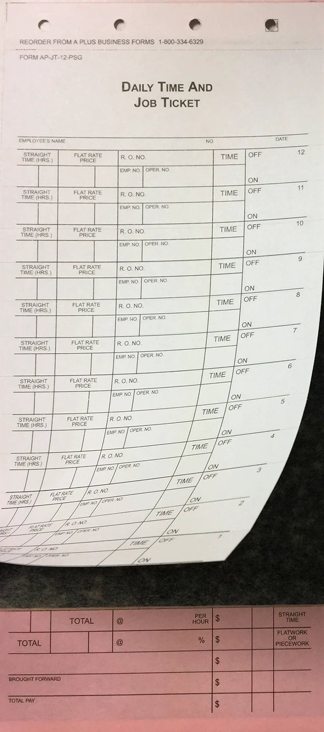 Alt view image 2 of 4 - Time and Job Ticket JT-12-PSG (Quantity 250) (V2)