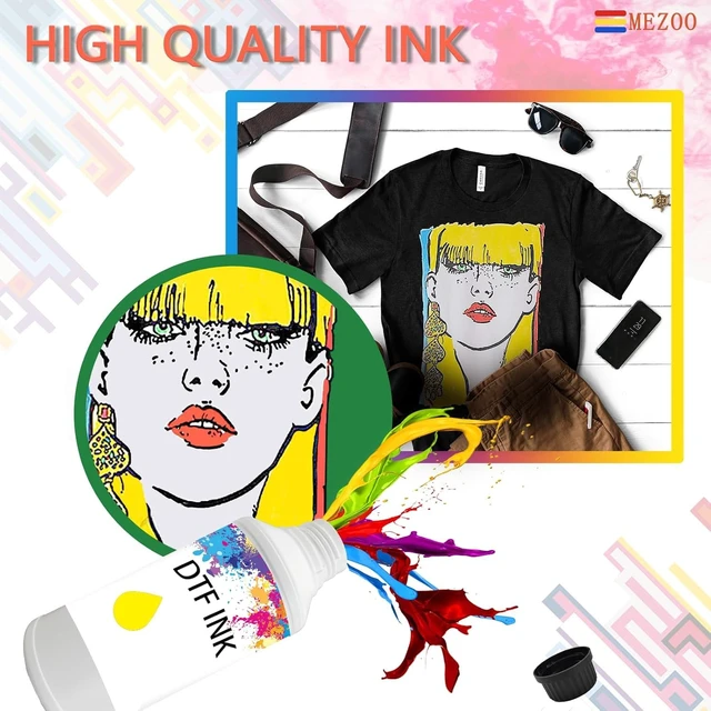 Alt view image 4 of 6 - DTF Ink 250ml Premium DTF Ink for Film Heat Transfer Printing Compatible for DTF Printers with Printhead L1800 L805 XP15000 R1390 4720 I3200 XP600 DX7 DX5 5113(6 Pack, 2W+1B+1C+1M+1Y)