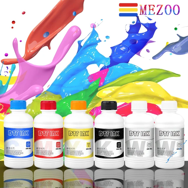 Alt view image 6 of 6 - DTF Ink 250ml Premium DTF Ink for Film Heat Transfer Printing Compatible for DTF Printers with Printhead L1800 L805 XP15000 R1390 4720 I3200 XP600 DX7 DX5 5113(6 Pack, 2W+1B+1C+1M+1Y)
